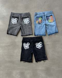 Short en jean pour homme personnalisé Short en jean coupe-vent Nouveau short en toile respirant avec strass évasé 2025 - Product Image 4