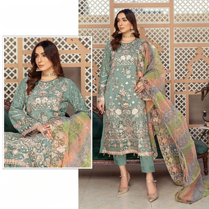 Nouvelle Collection Organza Lourd Avec Séquence De Broderie Fonctionne Avec Moti & Costume De Dentelle Fantaisie - Product Image 4