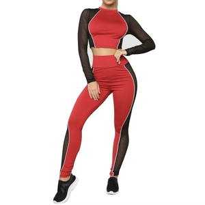 Haute qualité femmes séchage rapide 2 pièces Yoga sport costume grande taille Fitness course porter tenues couleur unie en gros vêtements d'été - Product Image 1