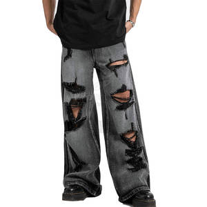 Jeans de pierna ancha personalizados de tiro alto con ajuste relajado Jeans de pierna ancha de tela suave con diseño moderno - Product Image 1