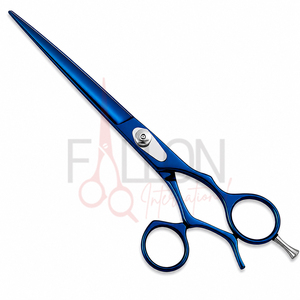Ciseaux de coiffure professionnels bleus en acier inoxydable, ciseaux de barbier pour salon, logo personnalisé, ciseaux de coiffure pour la vente en gros - Product Image 1