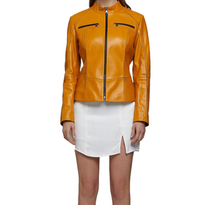 Veste en cuir de motard pour femme OEM en cuir de vache, fermeture éclair, respirante, moto, coupe ajustée, légère, vêtements de sécurité pour moto d'hiver - Product Image 4