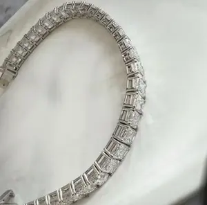 สร้อยข้อมือเทนนิสสไตล์วินเทจสีเงิน925 7.50 CT ทรงกลมตัดเพชรโมอิสสำหรับเป็นของขวัญ - Product Image 2