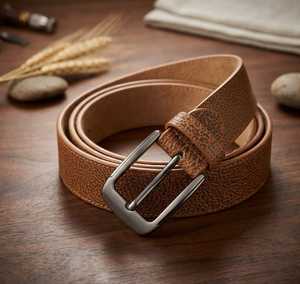 Ceinture plate réglable en cuir véritable de vachette, texture tressée, boucle en acier, motif uni, pour tenue de travail de luxe - Product Image 2
