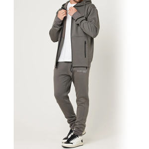 ชุดวอร์มผู้ชายสำหรับฤดูหนาว ชุดเซ็ตเสื้อฮู้ดและกางเกงวอร์มผ้าฟลีซคอตตอน 100% แบบมีซิปสั่งทำพิเศษสำหรับผู้ชาย - Product Image 3