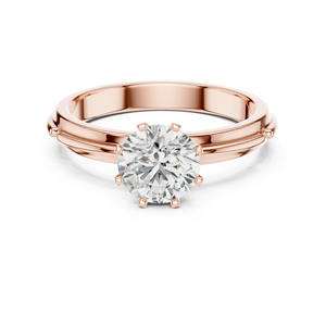 Bague de fiançailles en or jaune, blanc et rose de 1 carat avec diamant rond de 1 carat cultivé en laboratoire-Bijoux en diamant de laboratoire - Product Image 3