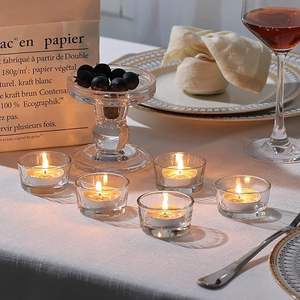 Gobelets porte-bougies en verre à cylindre vide transparent de petite taille - Product Image 2