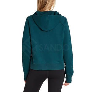 Sweat-shirt d'hiver personnalisé pour femmes avec capuche et demi-fermeture éclair Style Streetwear Logo avant Fabriqué au Pakistan en gros - Product Image 2