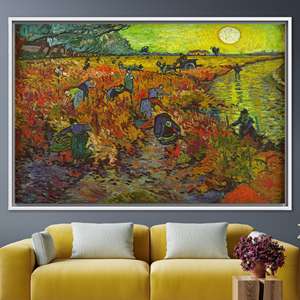 ผ้าใบพิมพ์ลาย: ไร่องุ่นสีแดง 1888 ภาพทิวทัศน์ธรรมชาติสำหรับตกแต่งบ้าน,1P:กรอบสีขาว - Product Image 1