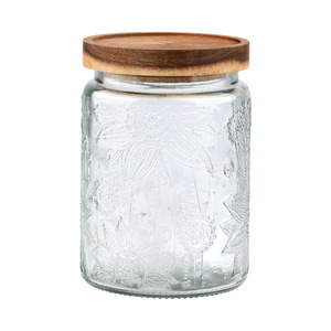 Japanische Vintage-Stil gehämmert Bambus Holz Abdeckung 500ml Kapazität Tee <span class=keywords><strong>Candy</strong></span> Snack Zucker glas Glas Blumen Küche Aufbewahrung sset - Product Image 2