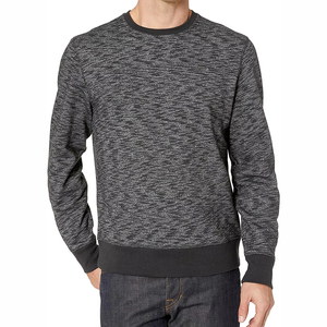 Sweat-shirt tricoté décontracté à manches longues et col ras du cou texturé d'automne pour hommes 100% coton biologique polaire surdimensionné doux et chaud - Product Image 2
