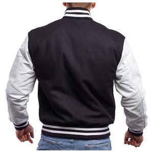 Chaqueta universitaria de béisbol con manga de cuero estilo callejero para hombre, chaqueta informal de talla grande para invierno, chaqueta de béisbol universitaria para hombre - Product Image 3