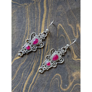 Pendientes de Rubí de 5.8 Gramos, Estilos Colgantes y con Perno, con Engaste de Bisel, Baño de Rodio, Zirconia, Perla y Diamante para Bodas y Fiestas - Product Image 1