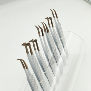 Pinzas para pestañas de acero inoxidable de calidad clásica al por mayor con punta de fibra blanca embalaje personalizado herramientas de belleza con logotipo - Product Image 2