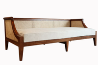 Modernes Luxus-Sofa-Set aus Massivholz, Ausziehbar und Maßgefertigt, mit Rattan, Dreisitzer für Wohnzimmer, Küche, Schule, Keller und Villa