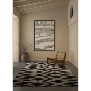 Tapis en laine et viscose gris et noir, tufté à la main, motif géométrique pour la décoration intérieure - Taq-402 - Product Image 4