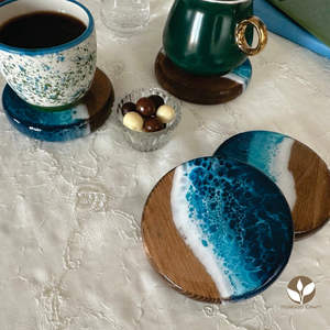 Solobeat Porte-bougie en bois massif et résine moderne fait à la main en teck Décoration d'intérieur naturelle Meubles de cuisine - Product Image 1