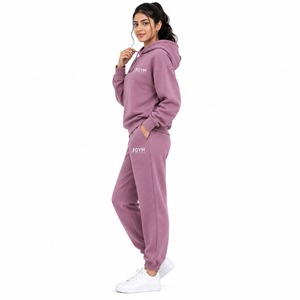 <b>Womens</b> <b>Purple</b> Regular Fit Hoodie & Jogger <b>Tracksuit</b> Set | Casual Gym Activewear Polyester/Cotton Fleece - Product Image 3