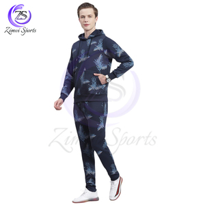 Bon fournisseur avec son propre logo Confortable Design unique avec prix de gros Survêtements à capuche à manches longues imprimés en bleu marine pour hommes - Product Image 4