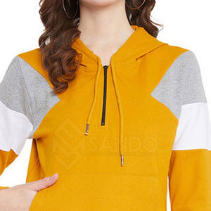 ออกแบบเสื้อฮู้ดซิปครึ่งตัวสำหรับผู้หญิงคุณภาพสูงสำหรับฤดูหนาว สไตล์สตรีทแวร์ ผ้าฝ้าย 100% โลโก้ด้านหน้าปรับแต่งได้ รับสั่งทำจำนวนมาก - Product Image 5