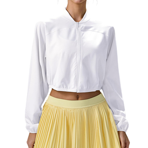 Pull de sport pour femme à col zippé, manches longues, décontracté, ajusté, veste de fitness, chaud, pour la course à pied, le yoga, respirant, devant - Product Image 6