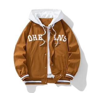 แจ็กเก็ตหนังปักลายสำหรับผู้ชายเสื้อแจ็กเก็ตเลตเทอร์แมนแขนยาวมีโลโก้ตามสั่ง - Product Image 5