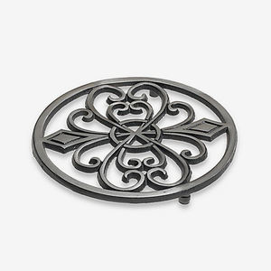 <b>Cast</b> <b>Iron</b> Round <b>Trivet</b> with Vintage Pattern - Product Image 3