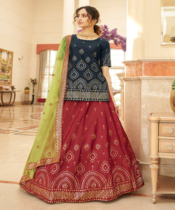 Vêtement Ethnique Lourde Georgette Broderie Travail Lehenga Choli avec Dupatta Wedding Wear Prix de Gros Textile Alphanumero - Product Image 2