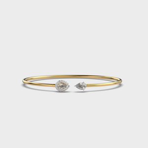 Luxury Gold Plated Open <b>Bangle</b> <b>Bracelet</b> for Women Pear Cut Cubic Zirconia Jewelry - Product Image 1