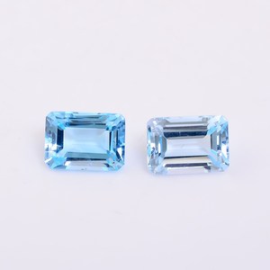 Topaze bleu ciel naturelle de qualité AAA, facettée, octogone, 7x5 mm, taille émeraude, pierre précieuse en vrac pour la fabrication de bijoux - Product Image 3