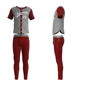 Uniforme de baseball gris Mahroon, vêtements d'équipe confortables, tissu doux au toucher, imprimé par sublimation, dernier uniforme de baseball pour hommes - Product Image 4