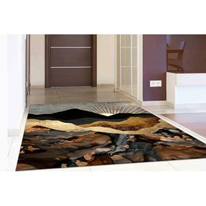Tapis Paysage Montagne Abstrait : Tapis d'appoint imprimé antidérapant, Tapis fin non tissé - Product Image 5