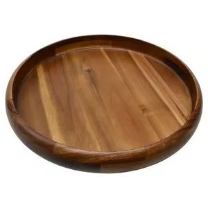 Plateau rond en bambou écologique à usage domestique avec poignée, rangement en rotin et plateau de service en bois de manguier pour la décoration de la table à manger - Product Image 4