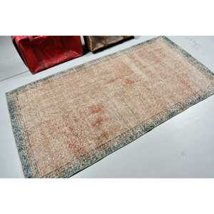 Vintage Area Rug, 3.6x6.7 ft Turkish Rug, <b>Brown</b> <b>Wool</b> Rug - Product Image 2