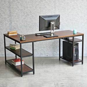 160x100cm L-Shaped <b>Corner</b> <b>Desk</b> with Bookshelf Rubber Wood and Iron Frame Assembly Required-CD68027 - Product Image 4