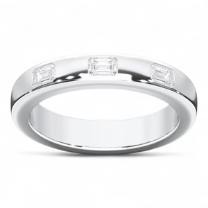 Anillo de Bodas de 3 piedras de diamante de corte esmeralda de moissanita de 0,24 quilates de quilates hecho en platino para mujer - Product Image 2
