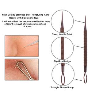 Juego de Herramientas Multifuncionales de Acero Inoxidable para Limpieza de Acné en Salones de Belleza, Extractor de Puntos Negros, Pinzas para Comedones Cerrados, Aguja para Acné - Product Image 6