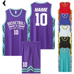 ชุดเสื้อบาสเก็ตบอลชายเยาวชน ชุดฝึกซ้อมระบายอากาศแห้งเร็ว ขนาด XS เสื้อกั๊กกางเกงขาสั้น ปรับแต่งชื่อ หมายเลข โลโก้ พิมพ์ได้ - Product Image 1