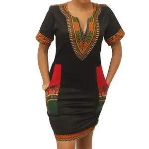 Vestido Dashiki Étnico Tradicional para Mujer, Estilo Hippie Tribal, Camisa de Algodón de Manga Larga con Bordado, Diseño Casual Transpirable - Product Image 1