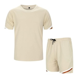 Ropa de marca para hombre, conjunto de 2 piezas, pantalones cortos informales de verano transpirables y camiseta de manga corta, chándal sólido - Product Image 6