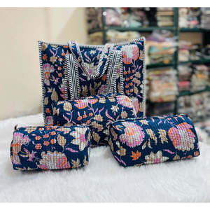 Grande Trousse de Toilette Bohème Udaipur avec Fermeture Éclair, 100% Coton, Imprimée à la Main, Poignée Souple, Multifonction - Product Image 2