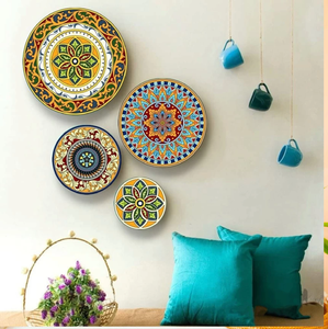 Peint à la main Design métal plaque murale autocollant émail fleur autocollant noir plat service Table haut accessoires de noël en gros - Product Image 3