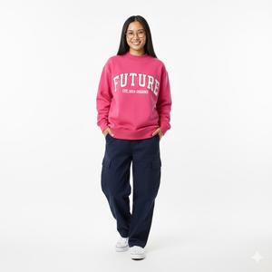 Pull en molleton à col montant ample pour femme, couleur unie, écologique, avec logo personnalisé, vente en gros - Product Image 2