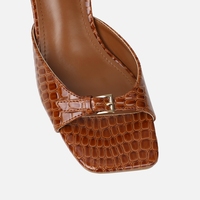 Mules tendance en métal à talon bas et fin pour femme – Collection été en promotion