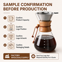 Cafetière à filtre en verre personnalisable avec logo, faible MOQ, 400ml, 600ml, 800ml, 1000ml, avec filtre en acier inoxydable