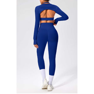 Conjuntos de Yoga para Mujer al por Mayor, Personalizados, de 2 Piezas, Transpirables, Suaves al Tacto, de Poliéster/Algodón, Ropa Deportiva sin Costuras con Logotipo Frontal - Product Image 4