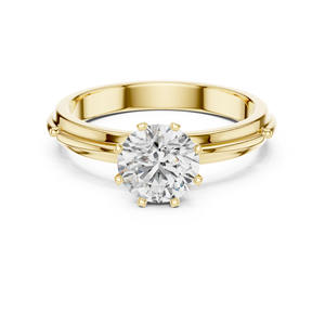 Bague de fiançailles en or jaune, blanc et rose de 1 carat avec diamant rond de 1 carat cultivé en laboratoire-Bijoux en diamant de laboratoire - Product Image 1