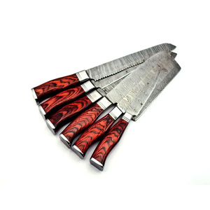 Juego de Cuchillos de Chef de Acero de Damasco Hechos a Mano de Alta Calidad, Mangos de Madera Ambidiestros, Construcción de 67 Capas, Juego de Cinco Piezas Personalizable - Product Image 2