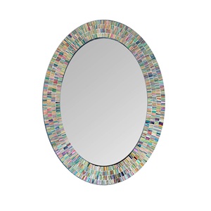 Miroir mural arc-en-ciel en mosaïque de verre artisanal, miroir mural décoratif pour la maison et le salon - Product Image 4
