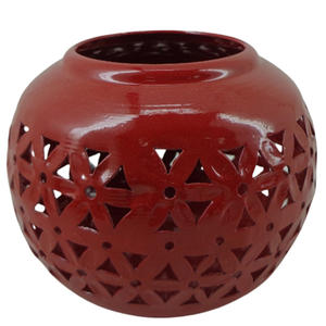 Décoration d'éclairage de jardin Porte-bougie en métal Set de 3 pots de bougie de couleur rouge pour décoration de table de salon - Product Image 1